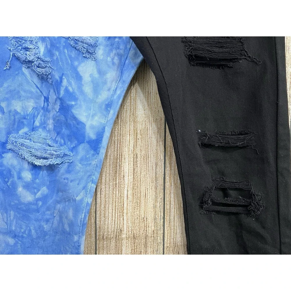 NWT Waimea Jeans Men 32x32 Split‎ Color Denim Blue Black Skinny Distressed Y2K